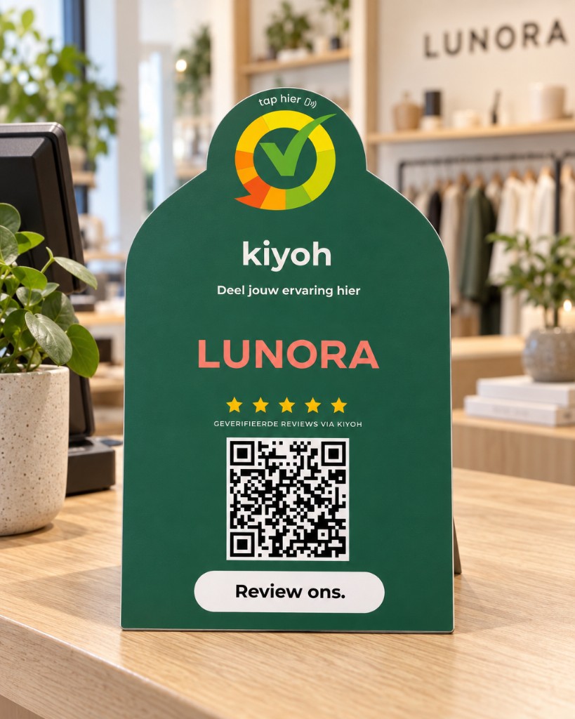 NFC baliestandaard met QR-code en NFC voor offline reviews